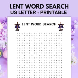 Lent Word Search Puzzle, Lent Games and Activities, Christian Games