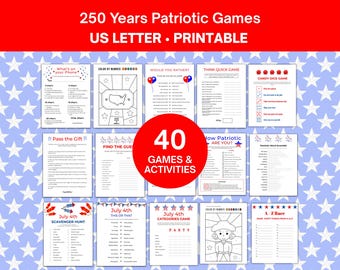 Patriotic Games Bundle, 4th of July Activities, 250 Years of America (PDF)