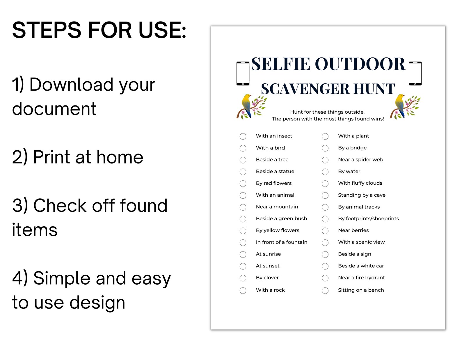 Selfie Scavenger Hunt, Nature and Outdoor Scavenger Hunt for Kids and ...