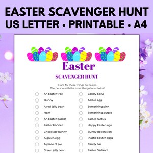 Easter Scavenger Hunt for Teens and Kids, Printable Easter Games for Adults