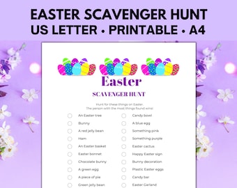 Easter Scavenger Hunt for Teens and Kids, Printable Easter Games for Adults