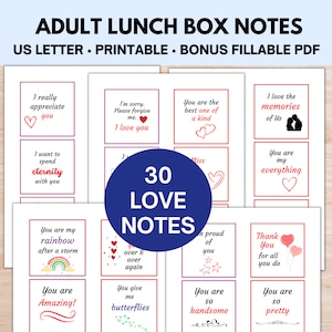 Lunchnotities voor volwassenen, lunchboxnotities, lunchboxnotities afdrukbaar, liefdeslunchboxkaarten, redenen waarom ik van je hou