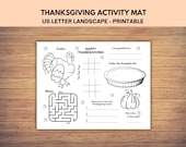 Thanksgiving Activity Placemat, Thanksgiving Coloring Placemats, Kids Coloring Mat, Thanksgiving Activity Sheet for Kids
