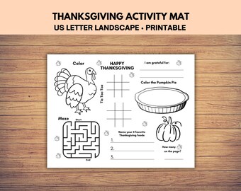 Thanksgiving Activity Placemat, Kids Coloring Mats