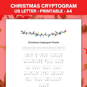 Jogo de criptograma de Natal, jogos de Natal para impressão, jogos de palavras de Natal