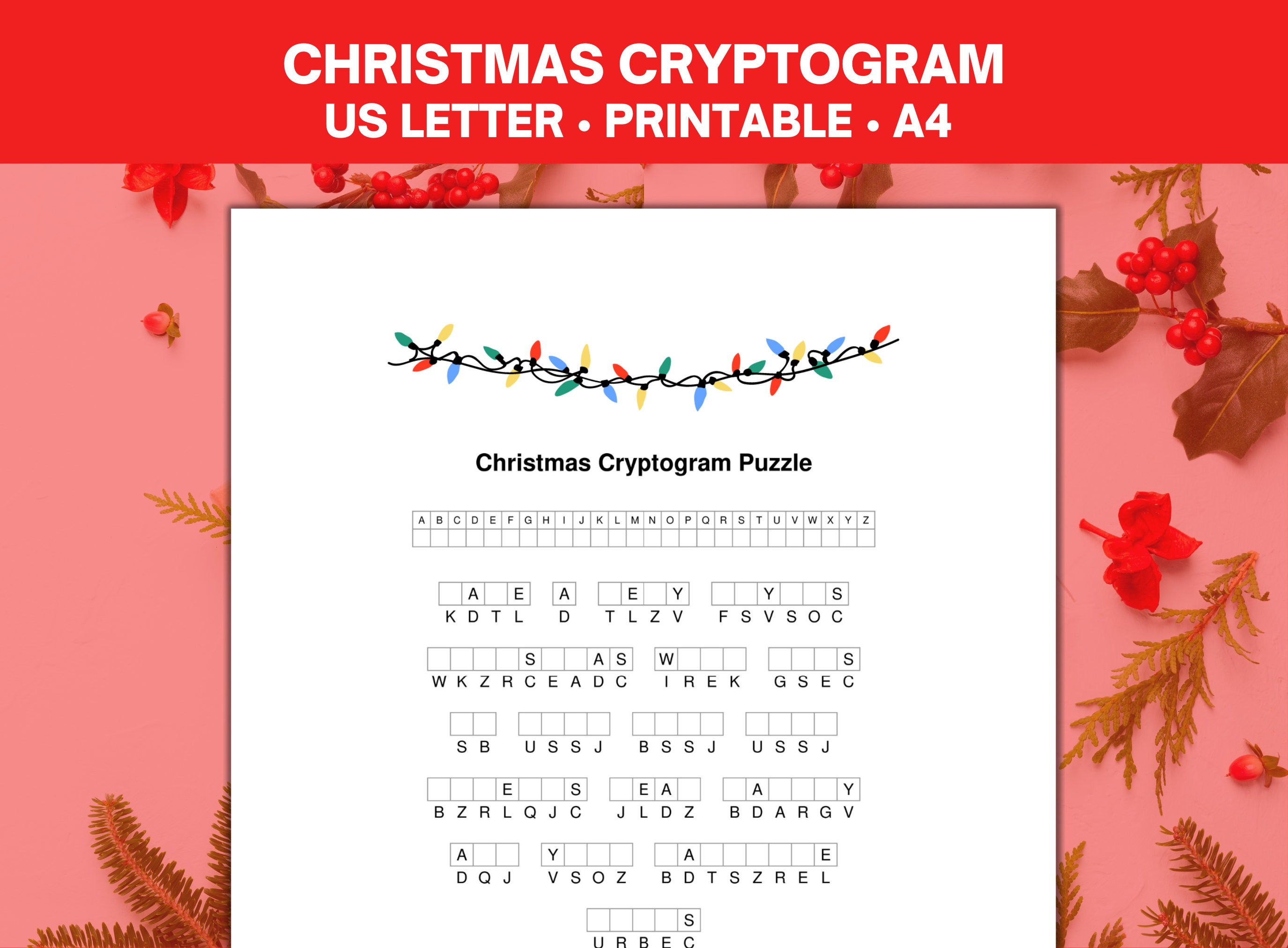 christmas cryptogram game, printable christmas games, christmas