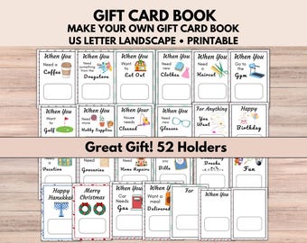 Printable Gift Card Book for College, Graduation and Birthday, College Survival Kit, College Care Package, Care Package for Women and Men