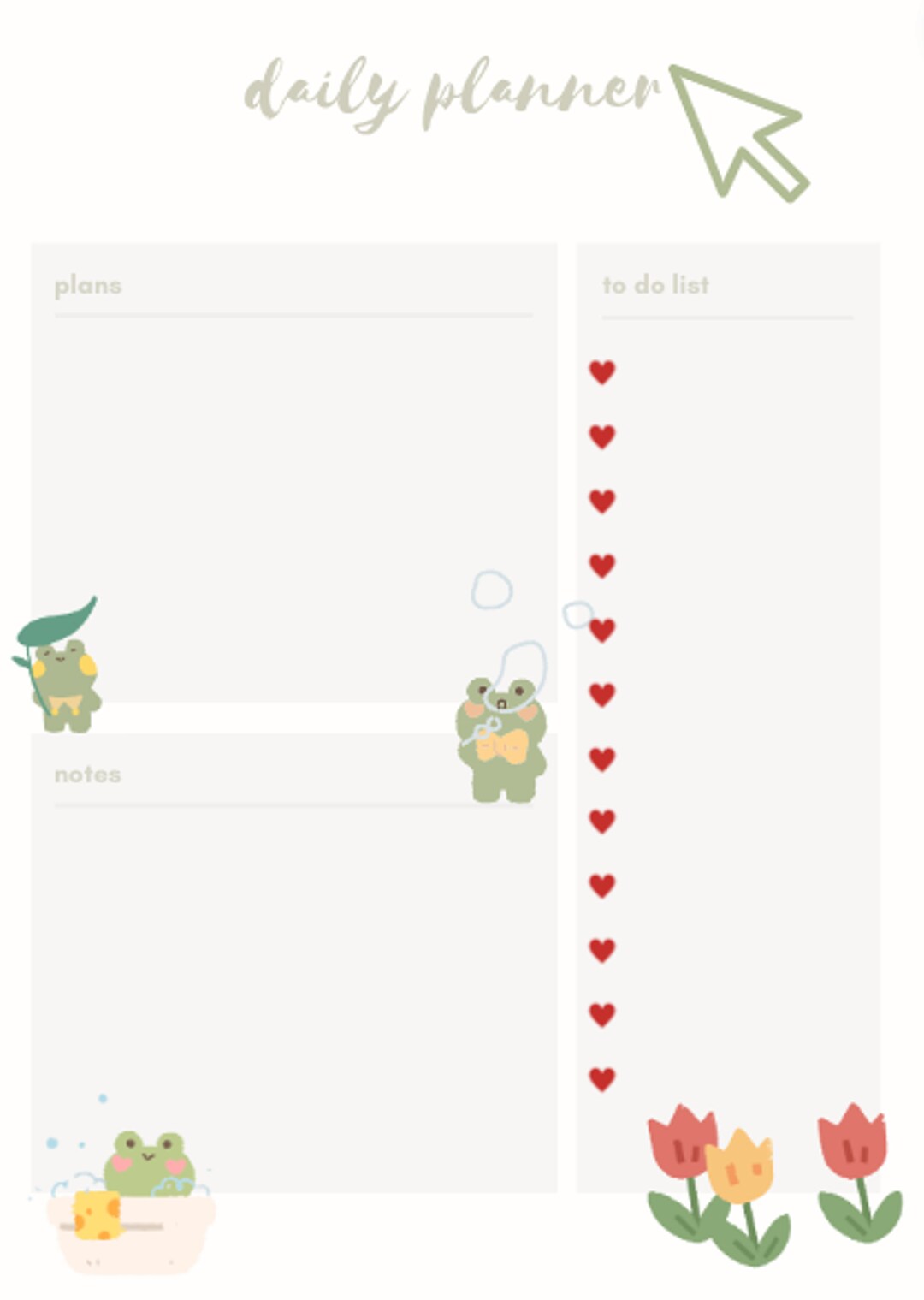 Kawaii Planner to Do List Softcore Aesthedic School Cute Frog Anime ...