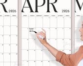 Printable 2026 Calendars, 12 Months Whole Year Calendar, 2026 Monthly Calendar Planner, Modern Calendar, Home Office Calendar Poster