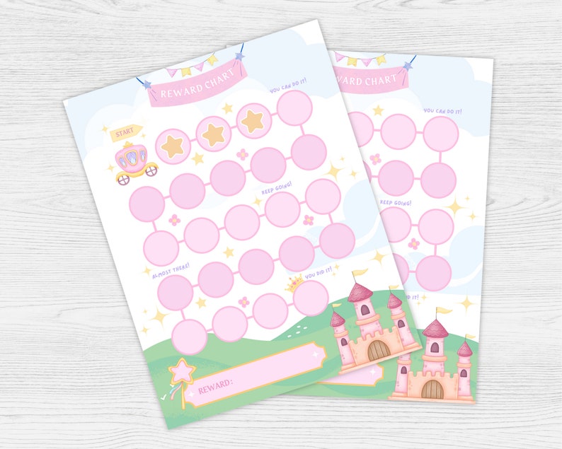 Printable Princess Reward Cute Chart for Kids Routine Chore Tracker ...