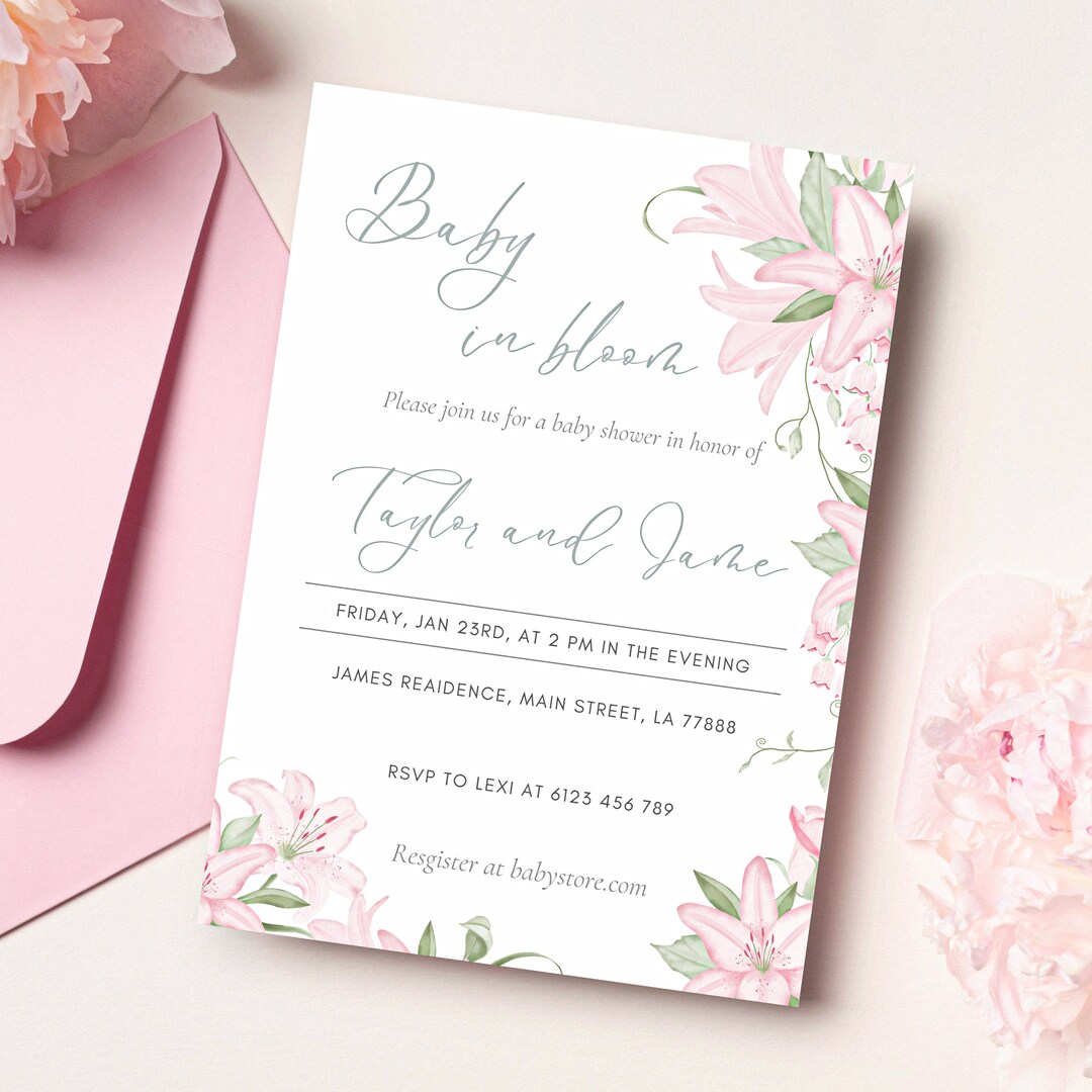 MYAMPED Babyparty-Banner „Baby In Bloom“ – Gold-glitzernd, 16x119,4 Cm, Floral Design, Vorbespannt