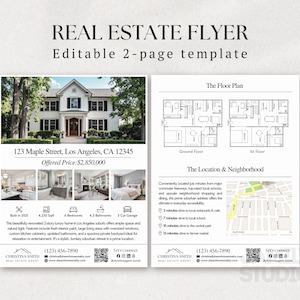 Bewerkbare flyer-sjabloon voor makelaars, marketing voor open huizen, moderne presentatie van onroerend goed voor makelaars