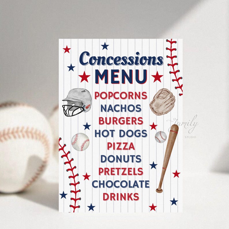 Editable Baseball Party Menu Template | Printable Baseball Concession ...
