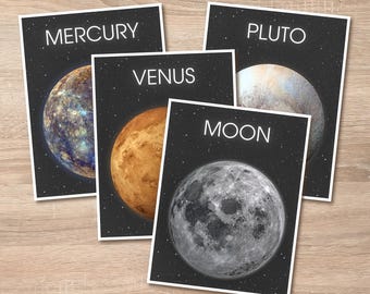 Printable Planets For Kids Astronomy Education Posters | Realistic Planet Posters for Space Education | Kids Solar System Learning Activity