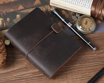 Customized Leather Notebook - Genuiune Leather Sketchbook, Diary, Planner, and Journal - Gift for Her, Him, Coworker