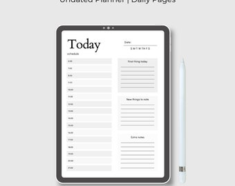 Agenda d'étude simple pour les étudiants, non daté : comprend une planification hebdomadaire, quotidienne, par sujet, projets et objectifs, un agenda Goodnotes pour iPad, un journal numérique