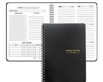 2024 Weekplanner Ongedateerde spiraalagenda A5 Notebook Planner Pouch 52 weken Planner Schema's - Cadeau voor haar - Cadeau voor hem