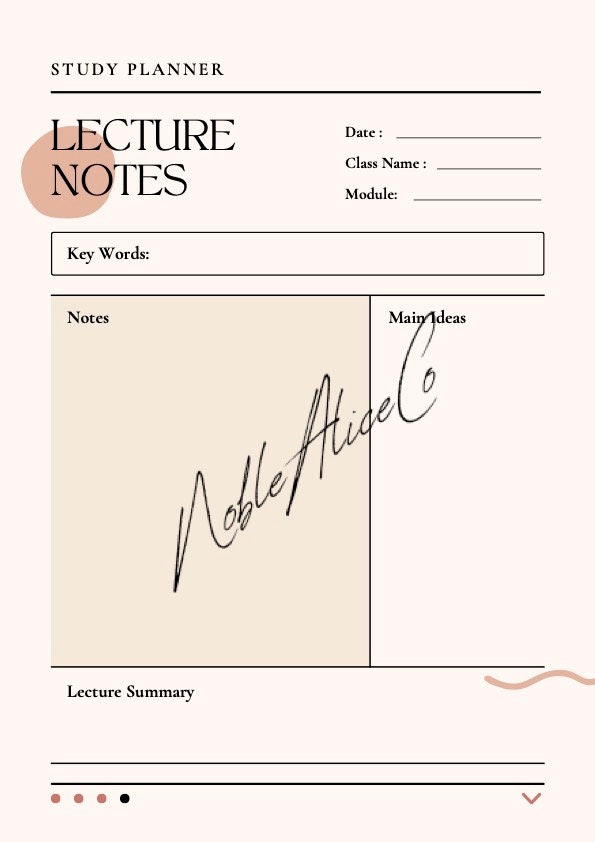 Lecture Notes Template Printable University Notes Download for Studying