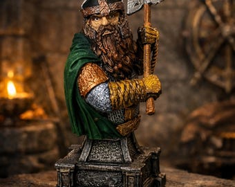 Gimli Dwarf Warrior Bust – Hand Painted 3D Printed Collectible Statue (12 cm)