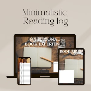 Minimalistic digital book journal, minimalistic digital book log, minimalistic digital book review