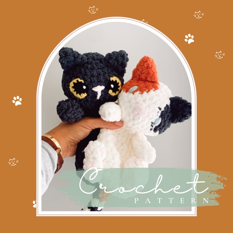 Images of a handmade amigurumi cat named Poe made my different makers on Instagram that advertise the crochet pattern to make Poe.