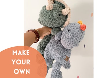 Crochet snuggler - tinysaurus - dinosaur lovey - made to order crochet dinosaur