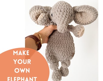 Crochet snuggler - elephant lovey - made to order crochet elephant