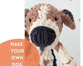Doudou au crochet - chien personnalisé - amour de chien - chien au crochet fait sur commande - douillette pour chiot