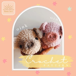 Crochet Pattern (digital download): Poppy the mini pig - pig pattern - piglet pattern - cute amigurumi pig pattern