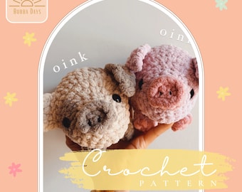 Crochet Pattern (digital download): Poppy the mini pig - pig pattern - piglet pattern - cute amigurumi pig pattern