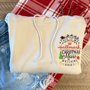 Movie Watching Embroidered Sweatshirt | Christmas Crewneck | Custom Movie Watching Hoodie
