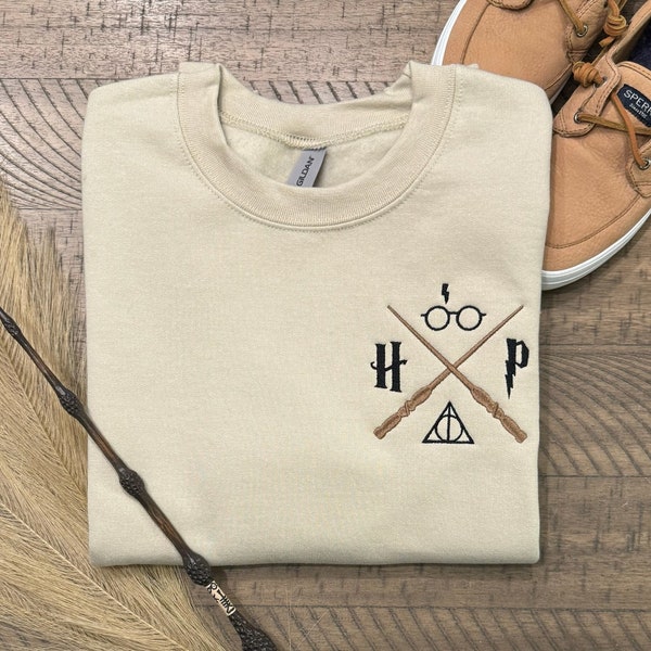 Crossed Wands| Custom Embroidered Crewneck| Embroidered Hoodie