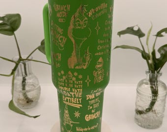 Grinch 40 Oz Laser Engraved Tumbler |Whoville Engraved Tumbler | Grinch custom Tumbler | Christmas Tumbler |