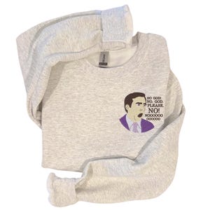 No God Nooooo Embroidered Crewneck| Embroidery| Custom Embroidered Hoodie image 1