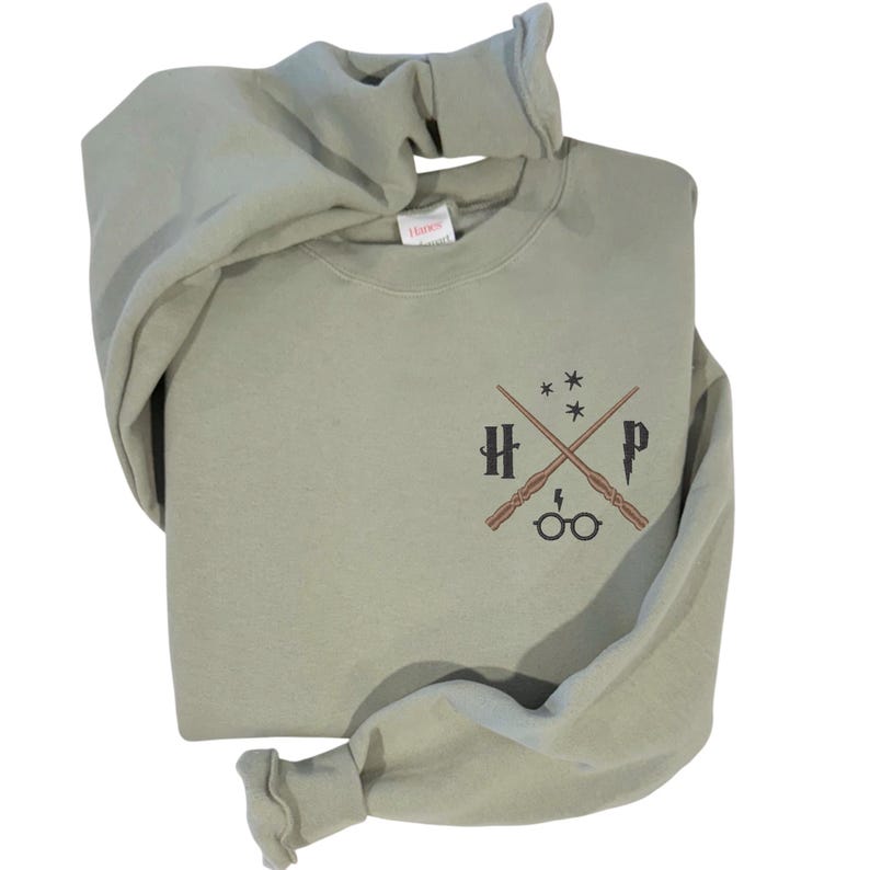 Custom Crossed Magic Embroidered Sweater| Wizard Embroidered Crewneck| Custom Embroidered Hoodie image 3