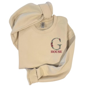 Custom Floral House Letter | Wizard Embroidered Crewneck| Magic Hoodies