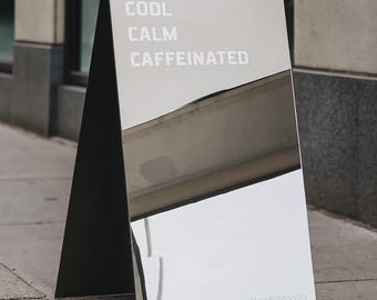 Mirror Sidewalk Sign A Frame Mirror Sign for Storefront, Aesthetic Mirror Advertising Board, Boutique Salon Café Outdoor Sign