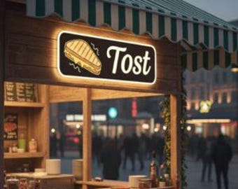 Illuminated Toast Sign | Plexiglass Front & Side, Foil Printing, Outdoor LED Module