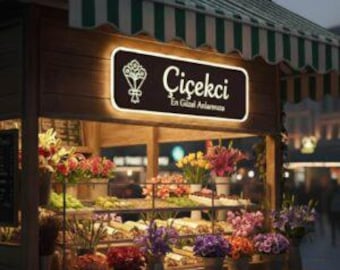 Letrero luminoso para floristería / Diseño LED de plexiglás resistente para exteriores