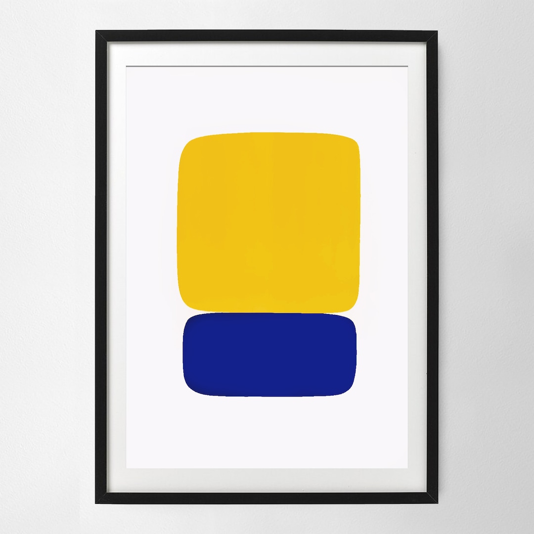 Ellsworth Kelly Yellow Over Dark Blue Wall Art Print, Art Poster