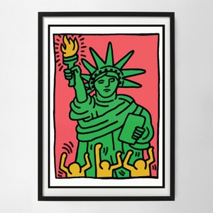 Keith Haring Statue of Liberty Wall Art Print, Art Poster, Exhibition Print, Famous Artist Print, Gallery Wall Home Decor