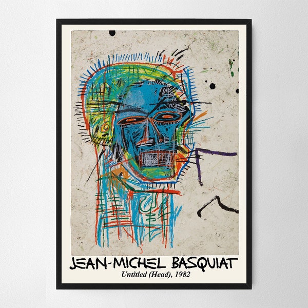 Jean Michel Basquiat Untitled (Head), 1982  Art Poster, Wall Art Print, Famous Art Decor, Yellow, Living Room Décor, Modern Pop Art