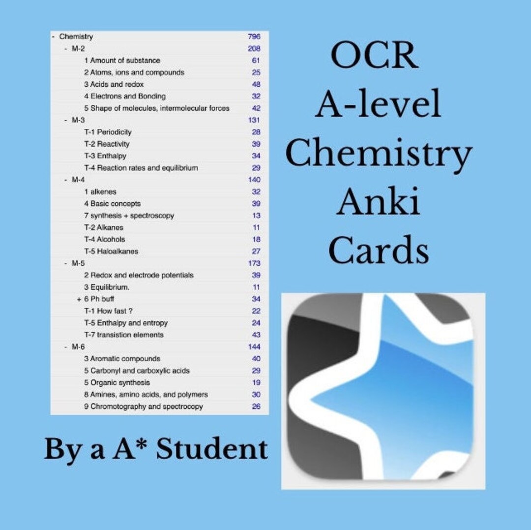 Anki Cards A Level OCR A Chemistry Flash Cards Etsy