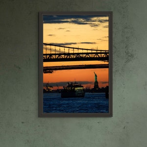 Statue of Liberty, New York, NY, Sunset, Photography, Digital Print, Wall Art, Home Decor, Premium Matte Paper Poster