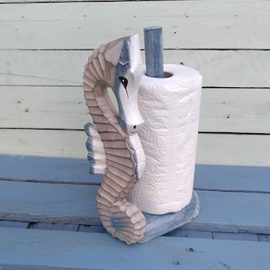 Porta-rolos de cozinha Seahorse Porta-rolos de papel higiênico rústico Beach Blue Wooden