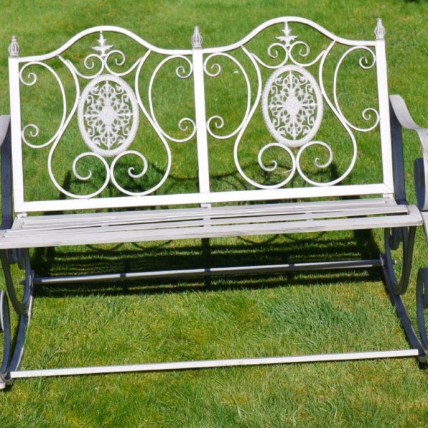 Antique Grey Rocking Bench Garden Furniture Stylish Patio