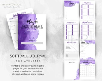 Diario di allenamento per softball e baseball: pianificatore personalizzabile per atleti (modello digitale)