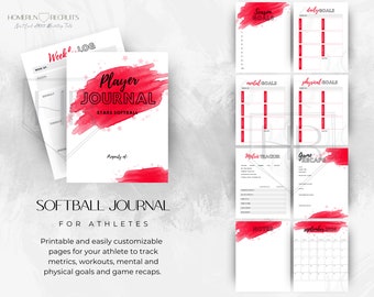 Diario di allenamento per softball e baseball: pianificatore personalizzabile per atleti (modello digitale)