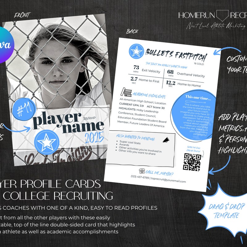 Softball Player Profile Template - Etsy
