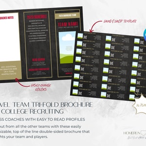 24 Player Profile Sports Resume Team College Recruiting Sheet Tri-fold Customizable Canva Printable Editable Template Softball Baseball